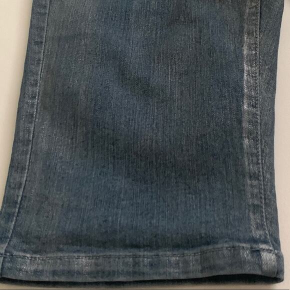 Cache Shorts Blue Denim Brushed Silver Shimmer Knee Length Bermuda Shorts Size 4 - Picture 8 of 12